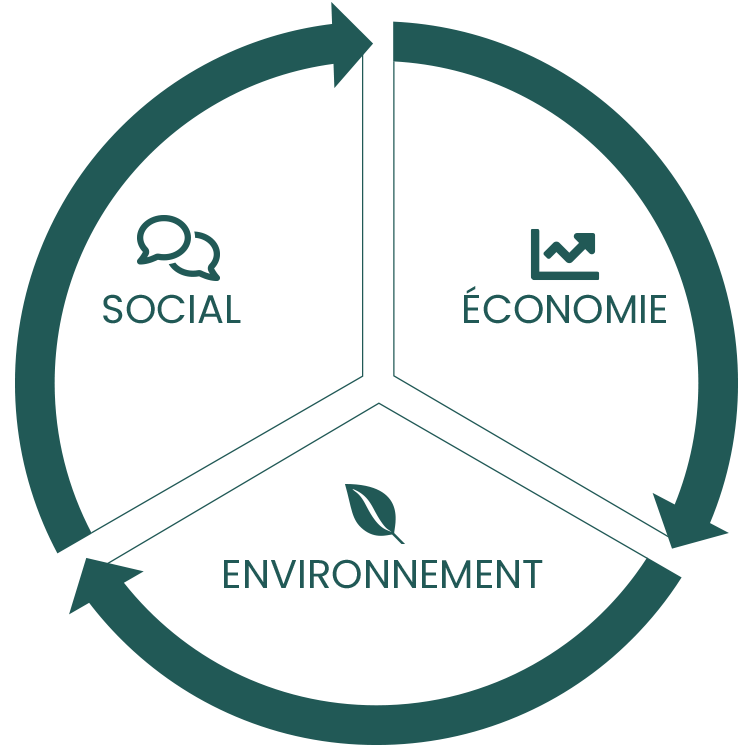 graphique des 3 piliers du label RSE Societe Pérenne